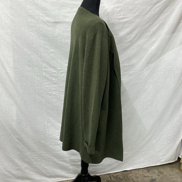 J Crew long cardigan wrap sweater in olive green, 100% cotton, size large - Picture 3 of 7